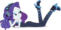 Size: 11340x5728 | Tagged: safe, artist:luckreza8, rarity, better together, equestria girls, the other side, absurd resolution, bare shoulders, bodysuit, breasts, cleavage, female, sexy, simple background, sleeveless, solo, strapless, transparent background, unitard, vector