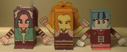 Size: 2311x953 | Tagged: safe, artist:grapefruitface1, adagio dazzle, aria blaze, sonata dusk, equestria girls, rainbow rocks, arts and crafts, craft, irl, papercraft, photo, the dazzlings, toy a day