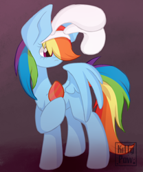 Size: 1500x1800 | Tagged: safe, artist:sunnypaw121, derpibooru import, rainbow dash, pegasus, pony, bunny ears, easter, easter bunny, easter egg, female, food, holiday, mare, solo