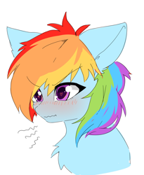 Size: 1323x1611 | Tagged: safe, artist:detectiveneko, derpibooru import, rainbow dash, pegasus, pony, blushing, bust, chest fluff, cute, dashabetes, ear fluff, female, heart eyes, mare, simple background, solo, white background, wingding eyes