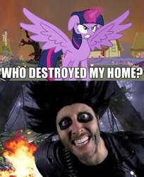 Size: 532x652 | Tagged: safe, derpibooru import, twilight sparkle, twilight sparkle (alicorn), alicorn, human, devil boner, exploitable meme, irl, irl human, meme, nostalgia critic, photo, who destroyed twilight's home