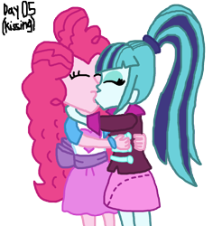 Size: 1500x1524 | Tagged: safe, artist:ktd1993, pinkie pie, sonata dusk, equestria girls, female, kissing, lesbian, pinata (ship), shipping