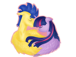 Size: 2000x1501 | Tagged: safe, artist:lizineko, derpibooru import, flash sentry, twilight sparkle, twilight sparkle (alicorn), alicorn, pony, female, flashlight, male, mare, shipping, straight