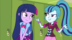 Size: 1800x1004 | Tagged: safe, artist:ktd1993, edit, edited screencap, screencap, sonata dusk, twilight sparkle, equestria girls, rainbow rocks, female, lesbian, ponytail, shipping, twinata