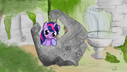 Size: 2560x1440 | Tagged: safe, artist:kiwifingers, derpibooru import, twilight sparkle, twilight sparkle (alicorn), alicorn, pony, female, filly, fused shadow, mare, midna, midna sparkle, pun, solo, the legend of zelda, the legend of zelda: twilight princess, younger