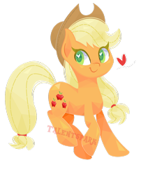 Size: 1024x1208 | Tagged: safe, artist:talentspark, applejack, earth pony, pony, heart, heart eyes, simple background, solo, transparent background, watermark, wingding eyes