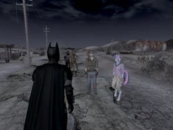 Size: 800x600 | Tagged: safe, artist:krautalicornss, derpibooru import, twilight sparkle, 3d, batman, companions, courier, fallout: new vegas, goodsprings, mod, weapon