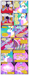 Size: 612x1553 | Tagged: safe, artist:newbiespud, derpibooru import, edit, edited screencap, screencap, applejack, discord, fluttershy, pinkie pie, princess celestia, rainbow dash, rarity, twilight sparkle, unicorn twilight, alicorn, draconequus, earth pony, pegasus, pony, unicorn, comic:friendship is dragons, the return of harmony, angry, big crown thingy, box, chest, comic, dialogue, ethereal mane, female, frown, hat, jewelry, looking down, looking up, male, mane six, mare, marionette, peytral, regalia, screencap comic, stained glass