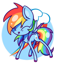 Size: 838x920 | Tagged: safe, artist:lemon-heartss, derpibooru import, rainbow dash, pegasus, pony, :p, chest fluff, chibi, colored hooves, cute, cutie mark background, dashabetes, eyes closed, female, mare, simple background, solo, tongue out, transparent background