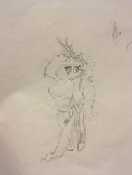 Size: 3024x4032 | Tagged: safe, artist:seriousponylovers, princess celestia, alicorn, pony, alternate hairstyle, clothes, dress, gala, gala dress, solo, traditional art