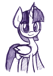 Size: 896x1274 | Tagged: safe, artist:lilboulder, derpibooru import, twilight sparkle, twilight sparkle (alicorn), alicorn, pony, cute, female, mare, monochrome, simple background, solo, white background