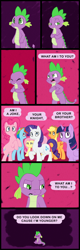 Size: 900x2813 | Tagged: safe, artist:patrona, derpibooru import, applejack, fluttershy, pinkie pie, rainbow dash, rarity, spike, twilight sparkle, twilight sparkle (alicorn), alicorn, dragon, earth pony, pegasus, pony, unicorn, adventure time, mane seven, mane six