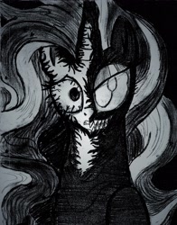 Size: 2296x2928 | Tagged: safe, artist:brekrofmadness, nightmare rarity, rarity, pony, unicorn, possessed, traditional art, venom