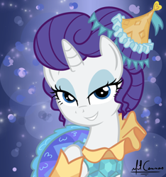 Size: 1000x1069 | Tagged: safe, artist:mitconnors, rarity, pony, better together, equestria girls, the other side, carousel dress, clothes, dress, equestria girls ponified, eyeshadow, female, lidded eyes, makeup, ponified, smiling, solo