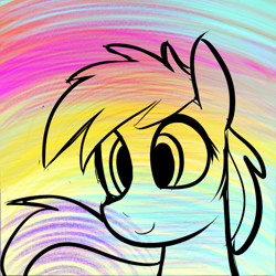 Size: 900x900 | Tagged: safe, artist:claribell3, derpibooru import, rainbow dash, pegasus, pony, colored, rough sketch, sketch, solo