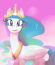 Size: 837x1000 | Tagged: safe, artist:ryuredwings, princess celestia, alicorn, pony, female, jewel, jewelry, looking at you, mare, solo, tiara