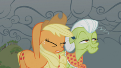 Size: 1366x768 | Tagged: safe, screencap, applejack, granny smith, earth pony, pony, family appreciation day, female, mare