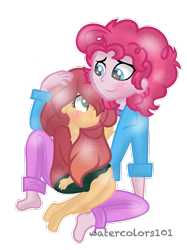 Size: 879x1176 | Tagged: safe, artist:waterz-colrxz, bubble berry, pinkie pie, oc, equestria girls, canon x oc, equestria guys, male, rule 63, shipping, straight