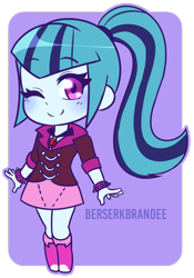 Size: 1280x1831 | Tagged: safe, artist:berserkbrandee, sonata dusk, equestria girls, rainbow rocks, abstract background, anime, chibi, cute, female, gem, one eye closed, siren gem, solo, sonatabetes, wink