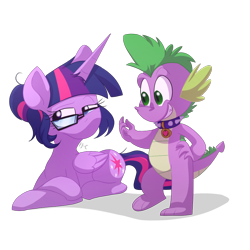 Size: 1024x1024 | Tagged: safe, artist:fj-c, derpibooru import, sci-twi, spike, spike the regular dog, twilight sparkle, alicorn, dog, equestria girls, adorkable, claws, collar, cute, dork, dragon dog spike, equestria girls dragonified, equestria girls ponified, female, glasses, male, mare, ponified, scitwilicorn, spikabetes, spike's dog collar, spiked collar