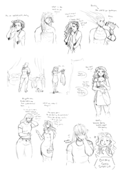 Size: 1024x1448 | Tagged: safe, artist:demdoodles, applejack, rarity, human, female, humanized, lesbian, monochrome, rarijack, shipping