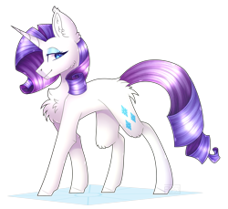 Size: 2605x2383 | Tagged: safe, artist:foxlove253, rarity, pony, unicorn, big ears, chest fluff, cutie mark, ear fluff, female, fluffy, lidded eyes, looking at you, looking sideways, mare, simple background, smiling, solo, transparent background