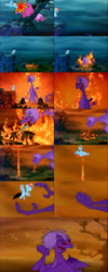 Size: 1008x2520 | Tagged: safe, artist:avispaneitor, derpibooru import, edit, edited screencap, screencap, rainbow dash, dragon, pegasus, pony, burned, burned butt, comic, female, fight, fire, fire breath, madam mim, mare, peril, screencap comic, the sword in the stone, this will end in death