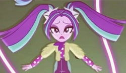 Size: 719x414 | Tagged: safe, screencap, aria blaze, sonata dusk, better together, equestria girls, find the magic, clothes, cropped, female, pigtails