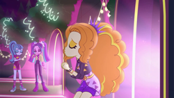 Size: 1336x752 | Tagged: safe, screencap, adagio dazzle, aria blaze, sonata dusk, better together, equestria girls, find the magic, adoragio, converse, cute, shoes, spiked wristband, taco dress, the dazzlings, wristband