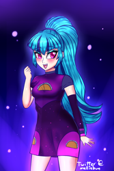 Size: 1000x1500 | Tagged: safe, artist:melliedraws, sonata dusk, better together, equestria girls, find the magic, blushing, clothes, cute, dress, female, food, human coloration, solo, sonataco, taco, taco dress, that girl sure loves tacos, that siren sure does love tacos