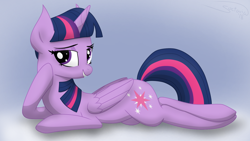 Size: 1920x1080 | Tagged: safe, artist:soctavia, derpibooru import, twilight sparkle, twilight sparkle (alicorn), alicorn, adorasexy, bedroom eyes, cute, draw me like one of your french girls, female, lying down, mare, sexy, simple background, solo, wallpaper