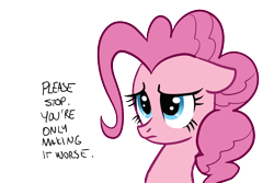 Size: 1000x666 | Tagged: safe, artist:pencils, pinkie pie, earth pony, pony, context is for the weak, cute, diapinkes, floppy ears, frown, looking up, offscreen character, reaction image, sad, simple background, solo, transparent background