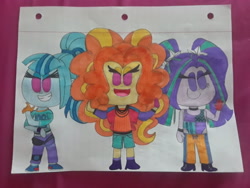 Size: 2576x1932 | Tagged: safe, artist:samanthabaez21, adagio dazzle, aria blaze, sonata dusk, equestria girls, the dazzlings, traditional art