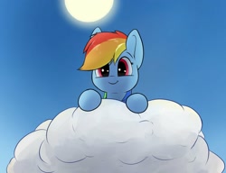 Size: 1444x1108 | Tagged: safe, artist:whiskeypanda, derpibooru import, rainbow dash, pegasus, pony, /mlp/, cloud, cute, dashabetes, drawthread, looking at you, looking down, looking down at you, sky, smiling, solo