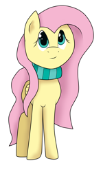 Size: 3000x5000 | Tagged: safe, artist:vicakukac200, fluttershy, pegasus, pony, clothes, scarf, simple background, solo, white background