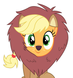 Size: 1753x1863 | Tagged: safe, artist:sketchmcreations, applejack, earth pony, pony, scare master, applelion, clothes, costume, cute, happy, jackabetes, nightmare night, raised hoof, simple background, smiling, solo, transparent background, vector