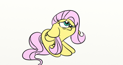 Size: 1366x728 | Tagged: safe, artist:littleflaky, fluttershy, pegasus, pony, confluttershy, confused, faic, floppy ears, folded wings, missing cutie mark, scared, simple background, solo, white background