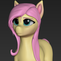 Size: 720x720 | Tagged: safe, artist:ohmudak_wip, fluttershy, pegasus, pony, 3d, 3d model, solo, wip, zbrush