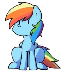 Size: 578x676 | Tagged: safe, artist:pillowsword, derpibooru import, rainbow dash, pegasus, pony, beady eyes, cute, dashabetes, female, mare, simple background, sitting, solo, transparent background