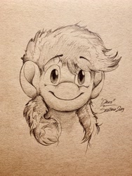 Size: 3024x4032 | Tagged: safe, artist:th3ipodm0n, derpibooru import, rainbow dash, pegasus, pony, bust, cute, dashabetes, happy, pencil drawing, sketch, smiling, traditional art