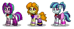 Size: 500x200 | Tagged: safe, artist:venombronypl, adagio dazzle, aria blaze, sonata dusk, pony, pony town, simple background, the dazzlings