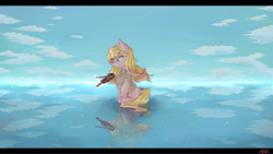 Size: 4800x2700 | Tagged: safe, artist:ruby dusk, derpibooru import, oc, oc only, crossover, kaori miyazono, violin, wallpaper, water, your lie in april