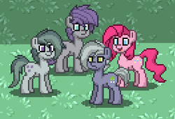 Size: 263x180 | Tagged: safe, screencap, limestone pie, marble pie, maud pie, pinkie pie, pony, pie sisters, pony town