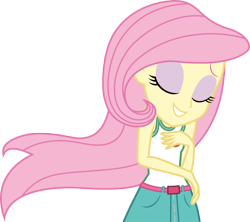 Size: 7000x6208 | Tagged: safe, artist:luckreza8, fluttershy, equestria girls, legend of everfree, absurd resolution, beautiful, clothes, cute, denim skirt, eyes closed, graceful, shyabetes, simple background, skirt, solo, transparent background, vector