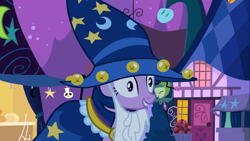 Size: 1366x768 | Tagged: safe, derpibooru import, screencap, twilight sparkle, luna eclipsed, smiling, solo