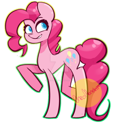 Size: 1024x1081 | Tagged: safe, artist:oreomonsterr, pinkie pie, earth pony, pony, female, mare, pink coat, pink mane, solo, watermark