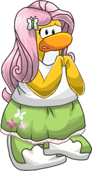 Size: 461x856 | Tagged: safe, fluttershy, penguin, equestria girls, clothes, club penguin, simple background, skirt, solo, species swap, tanktop, transparent background, vector