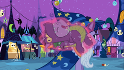 Size: 1366x768 | Tagged: safe, derpibooru import, screencap, spike, twilight sparkle, dragon, luna eclipsed