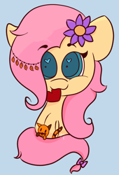 Size: 654x960 | Tagged: safe, artist:hedgehog-plant, fluttershy, cat, pegasus, pony, female, flower, flower in hair, heart, heart eyes, mare, mouth hold, simple background, sitting, solo, wingding eyes