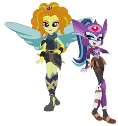 Size: 621x664 | Tagged: safe, artist:derrickmac1, artist:selenaede, adagio dazzle, sonata dusk, angel, equestria girls, angelic wings, barely eqg related, base used, clothes, crossover, crown, dark pit, fighter, jewelry, kid icarus, kid icarus: uprising, laurel wreath, mask, nintendo, pit (kid icarus), regalia, sandals, shoes, wings